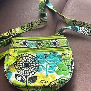 Vera Bradley Floral Quilted Crossbody Bag in Green and Teal